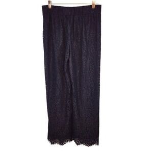 Isaac Mizrahi Live Black Lace Wide‎ Leg Cropped Pants Women's Size Small EUC